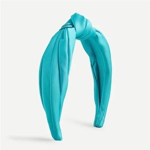 J Crew Knot Satin Headband in SUNWASHED AQUA Blue
